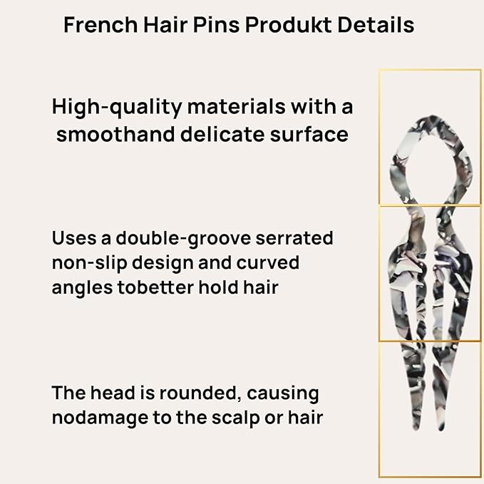 3Pc Prestige Hair Pin,French Hair Pins for Women, Women Hair Accessories, Suitable for Thick Hair
