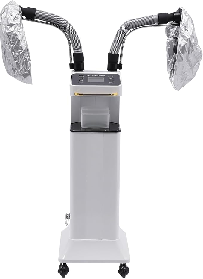 Nano Hair Steamer Professional Ozone Hair Steamer 650W 110V Multifunctional Hair Dyeing Machine with Timer & Adjustable Temperature, Standing Micro Mist Hair Processor for Beauty Salon (White)