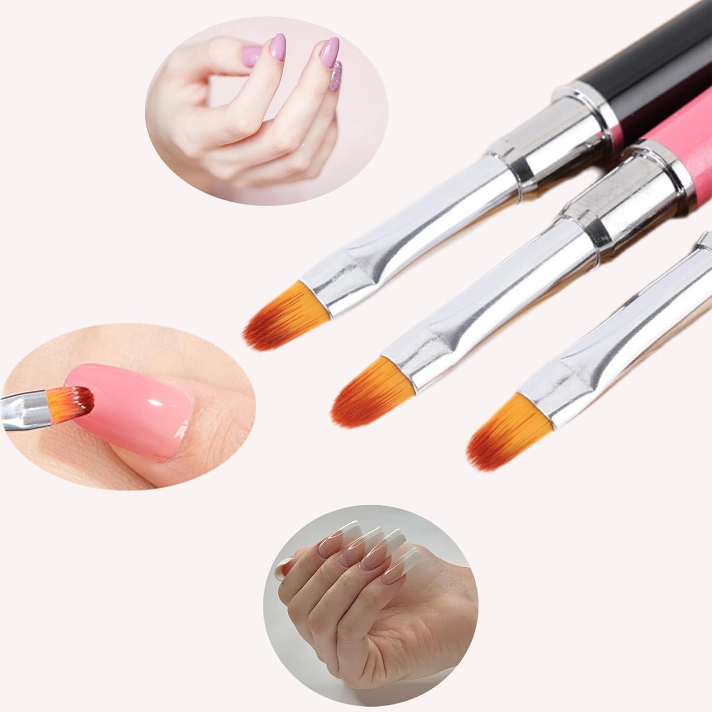 Dual-Ended Polygel Brush & Picker Brush, 2 IN 1 Design Poly Gel Nail Art Brushes Tool, Stainless Steel Manicure Spatula Builder for PolyGel UV Acrylic Nails Extension (6pcs)