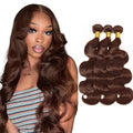 Brown Body Wave Bundles Human Hair Chocolate Brown Bundle Niegmeag Brazilian Virgin Soft and Silky Remy Hair 3 Bundles 12 14 16 Inch Double Weft Color 4 Body Wave Bundle 150g
