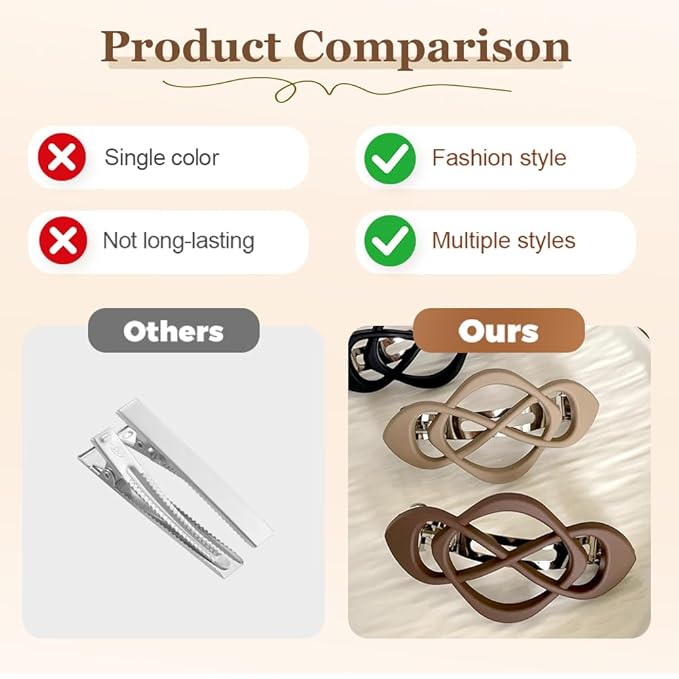 4 Pack Vintage French Barrette Hair Clips, 2025 New Hair Accessories for Women, Strong Hold No Slip Styling (Style A)