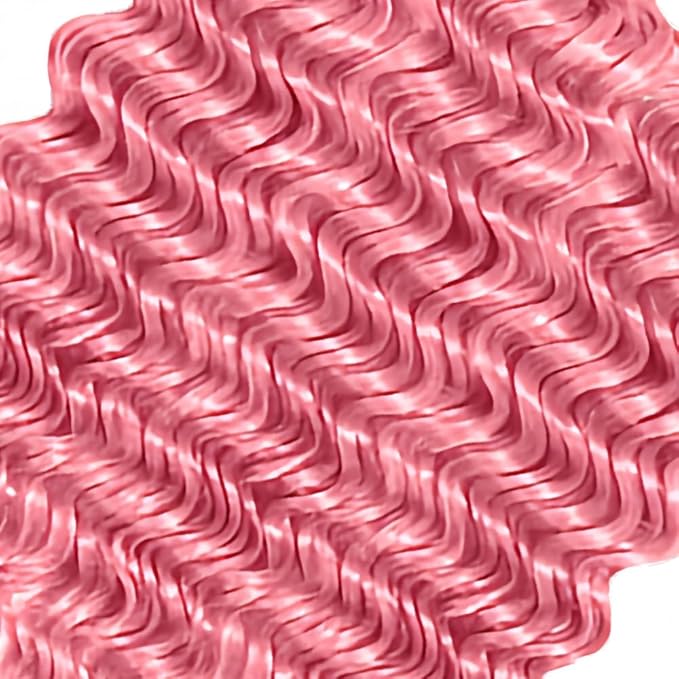 Light Pink Deep Wave Bundles Pink Human Hair Bundles 18 20 22 Inch Peruvian Grade 8A Virgin Remy Hair Extensions Double Weft Pure Pink Hair Weave