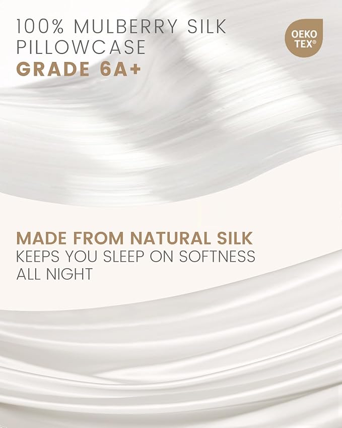 THXSILK Set of 2 100% Pure Mulberry Silk Pillowcases for Hair and Skin - Upgraded Real Grade 6A+ Mulberry Silk - Durable, Soft and Anti-Aging Silk Pillow Cases (King 20"x36", White)