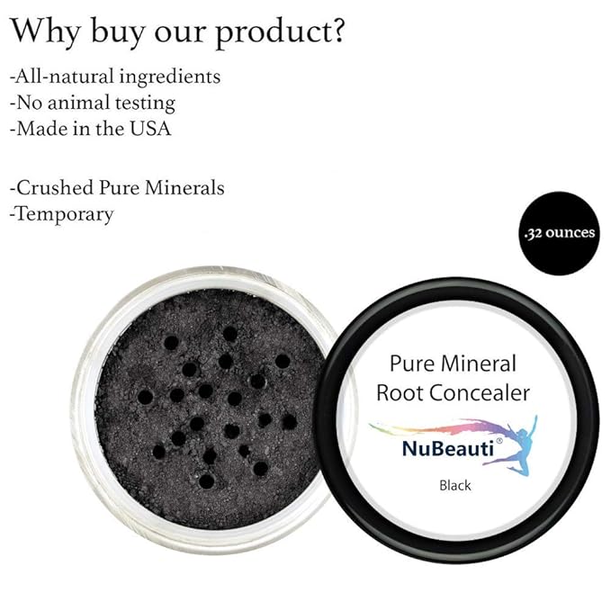 Root Touch Up Powder - 11 True-to-Nature Hairline Concealer Shades - No Fragrance, Talc or Parabens - Hair Cover by NuBeauti (Without Brush, Black)