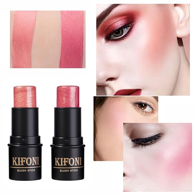 4 Pcs Cruelty-Free Waterproof Highlighter Makeup Sticks Shimmer Illuminator and Blush Stick Face Contour Cosmetics Set Easy To Use Blends Effortlessly