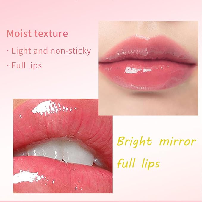 Lip Glow Oil Long Lasting Plumping Transparent Lip Balm Moisturizing Lip Oil Repairing Lip Lines and Prevents Dry Cracked for Lip Care and Dry Lips (Set-B)