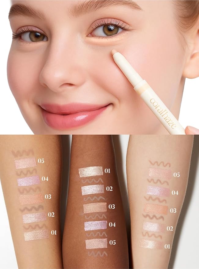 CORALHAZE Idol AEGYO-SAL Maker 03 Tangerine Coral, 2-in-1 Under-Eye Highlighter and Contour Liner for Bright, Voluminous Eyes, Long-Lasting, Smudge-Proof Shimmer Stick with Natural Glow, Korean Beauty