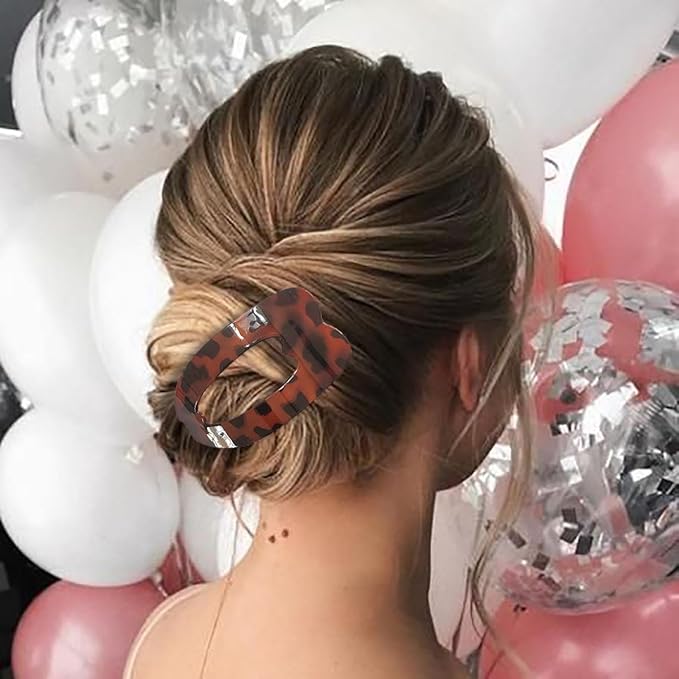Women Flat Hair Clips,4-Pack French Large Matte Non-Slip Claw Hair Clips for Thick or Thin Hair
