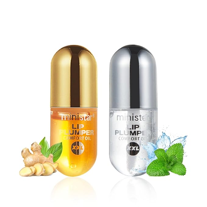 2PCS Lip Plumper Gloss Plumping Lip Gloss Set Natural Moisturizing Lip Plumping Gloss Daily Lip Care Products Lip Plumper Set for Women