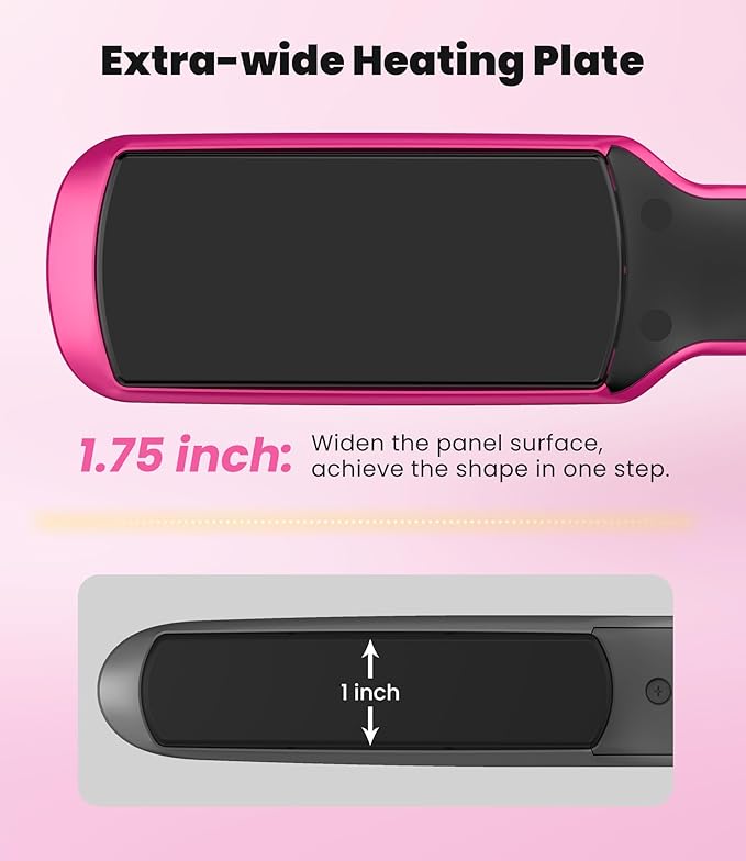 Terviiix Flat Iron Hair Straightener, 1-3/4 Inch Wide Plate, Ceramic & Tourmaline for Smooth, Salon-Grade One-Swipe Results | Gently Straightens Thick, Curly, Black & Natural Hair, Professional Heat