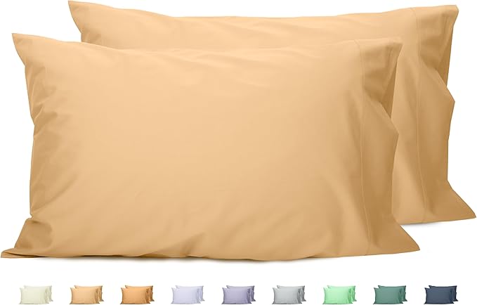 Sunflower Queen Pillowcases Set of 2, 100% Cotton Queen Size Pillow Cases 2, 20×30 inches Desert Mist, Soft and Breathable