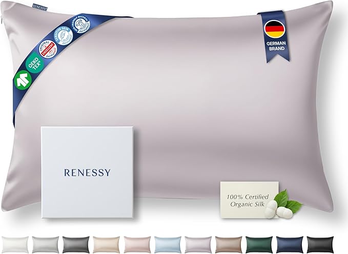 Premium Silk Pillowcase 100% Organic Mulberry Silk, 22 Momme, Grade 6A - Oeko-Tex Certified in Germany - Luxury for Hair & Skin, 1 Piece (Queen Size 20x30 Inches, Pale Lavender)