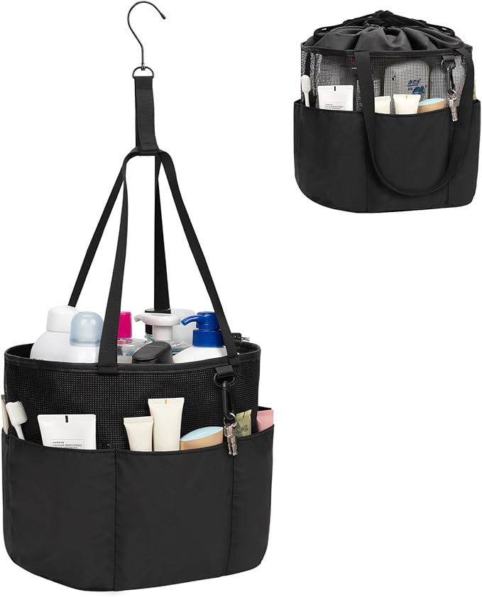 Shower Caddy Portable, Hanging Mesh Shower Caddy, Travel Toiletry Bag for Women Men, Quick Dry Shower Tote Bag with Rotable Hook for Bathroom, Gym, Camping, Beach, Swimming, Traveling