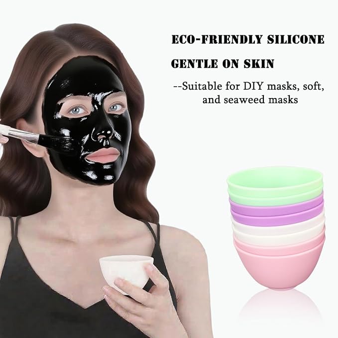 8-Piece Silicone Mixing Bowl Set, 3.3-Inch Microwaveable Silicone Bowls for Facial Masks, Mud Masks, and Other Skin Care Products Facial Bowls for Estheticians. (4 colors)