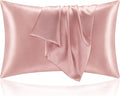 BEDELITE Satin Pillowcase for Hair and Skin, Super Soft and Cooling Similar to Silk Pillow Cases 2 Pack with Envelope Closure, Gift for Women Men(20"x40" King Size, Rose Pink)