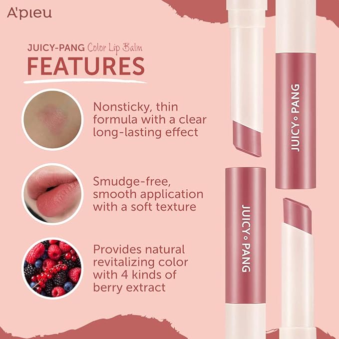 A'PIEU JUICY-PANG COLOR LIP BALM (CR02-JUJUBE) - long-lasting, lightweight, Color&Care, daily lip balm