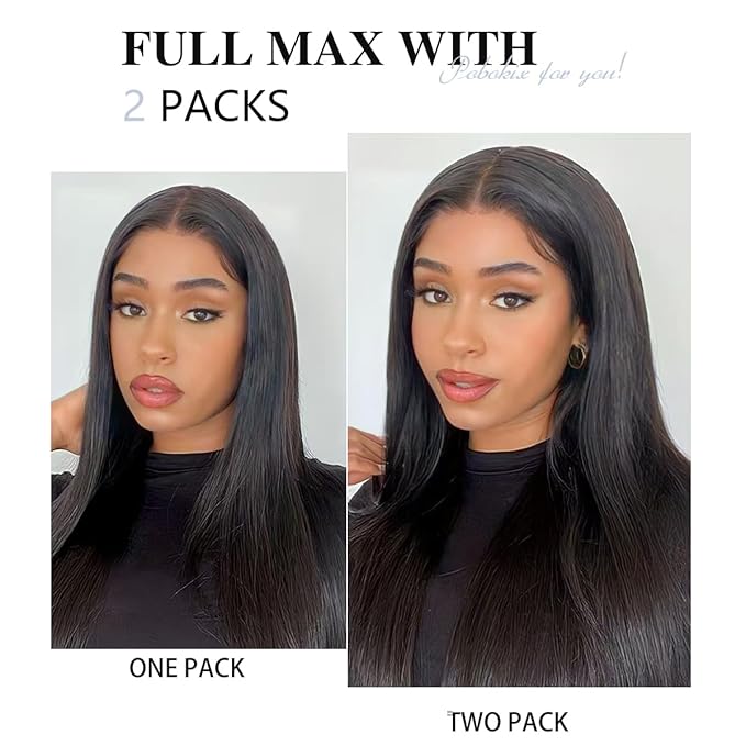 Straight Clip in Hair Extensions Real Human Hair 2 Pack 240g Seamless Clip in Hair Extensions for Women Full Max with 16Pcs PU Skin Weft 16inch Natural Black