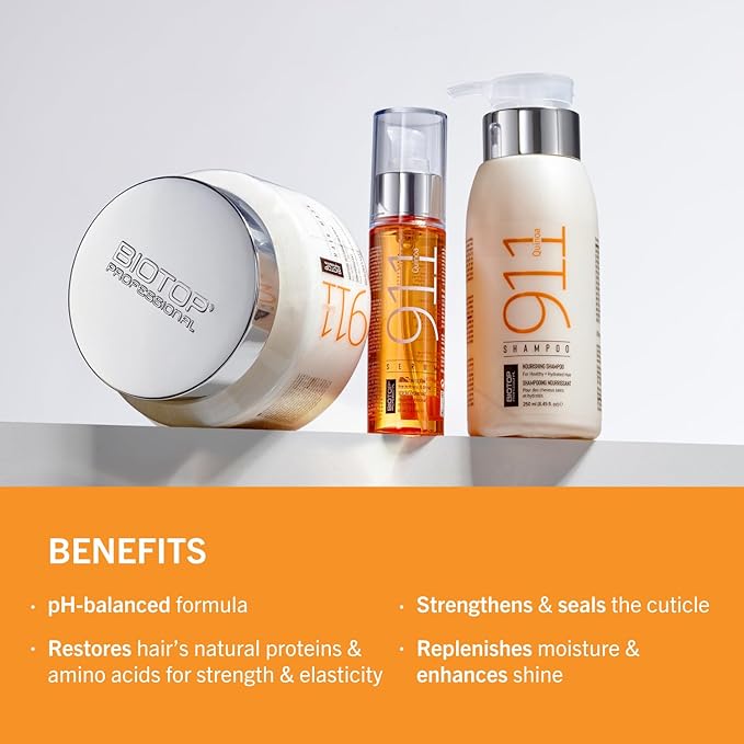 Biotop Professional 911 Quinoa Hair Conditioner - Hydrating Conditioner for Hair Health + Frizz Control - Repairing, pH Balancing & Nourishing Treatment for Dry Ends - (8.45 oz/250ml)