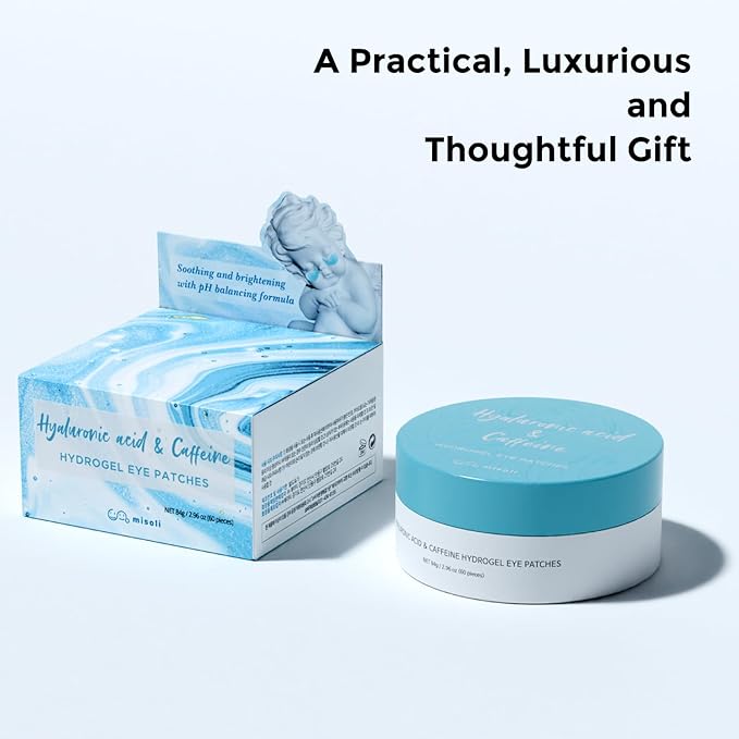 Under Eye Patches Caffeine & Hyaluronic acid (60pc), Eye Patches for Puffy Eyes, Dark Circles, Under Eye Bags, Fine Lines ㅣ Paraben free, Korean Skincare