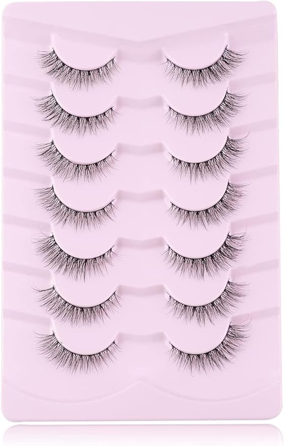 Natural Everyday Wispy Lashes False Eyelashes Natural Look Natural Flared Eyelashes False Eye Lashes Soft Fluffy Lashes 7 Pairs-D22