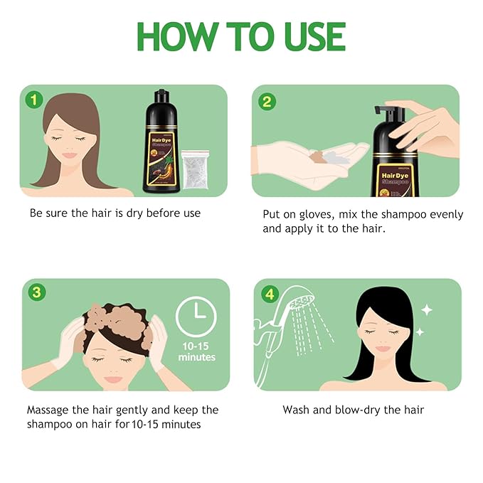 Hair Dye Shampoo 3 in 1, Light Brown Hair Dye 16.9 FL Oz, Hair Shampoo, Semi-Permanent Hair Color Shampoo, Lasts 30 Days (Light Brown)
