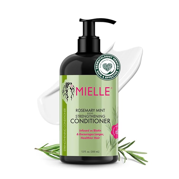 Mielle Organics Rosemary Mint Strengthening Hair Conditioner for Women & Men - Biotin Infused Detangling & Hydrating Conditioner to Increase Manageability & Support Longer, Healthier Strands, 12 oz