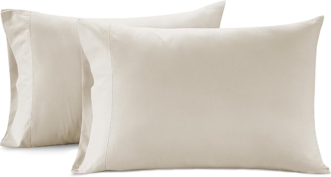 Lane Linen 100% Organic Cotton Pillow Cases Queen Size Set of 2 (20"x26") - Cotton Pillowcases Queen Size - Soft Queen Pillow Cases Set of 2 - Queen Pillowcase Pack of 2 - Glacier Grey