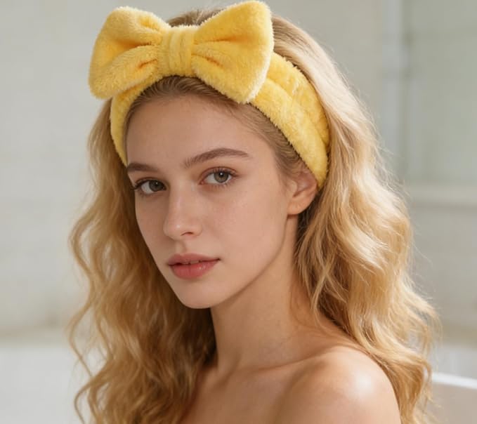 Casoty 6 Pieces Bow Hair Band Spa Headband for Washing Face Terry Cloth Makeup Headband for Face Washing Shower Skin Care Yoga Spa Party Supplies for Women Girls