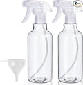 Plastic Spray Bottles, 2-Pack, 16.9 Oz, Mist & Stream, Heavy Duty Spraying, Empty Water Spray Bottle for Cleaning Solutions, Essential Oils, Hair, Plants, BBQ, Cat Dog Behavior Correction (Clear)