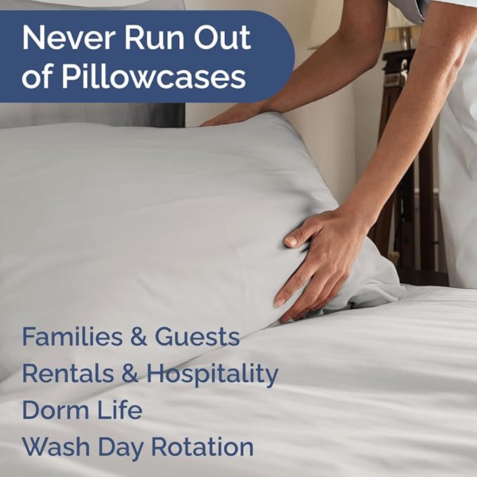 King Pillow Cases Set of 8 - Ultra Soft Hotel Quality Pillowcase Covers - Comfy, Cozy & Wrinkle Free - Shrink, Stain and Fade Resistant - Machine Washable Pillow Protectors - 8 Piece Set - French Grey