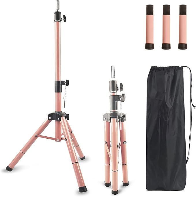 Smilco Mannequin Head Stand,Adjustable Wig Stand Tripod,Heavy Duty Wig Head Stand for Cosmetology Hairdressing Training