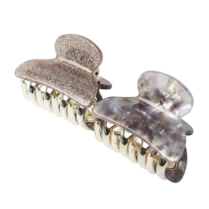 1.57 inch Floral Printed Medium Acrylic Hair Claw Clips for Girls and Women,Plastic No-Slip Grip Jaw Hair Clip Hair Jaw Clamp,Pack of 12 (Color E)