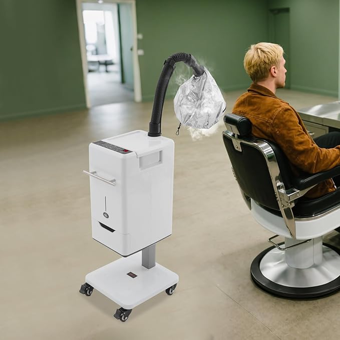 Portable Nano Ionic Hair Steamers, 6-in-1 Professional Nano Mist Hair Steamer for Deep Conditioning - Salon Hair Steamer with Hose, Adjustable Temperature for Perm, Color, Scalp Care, Salon