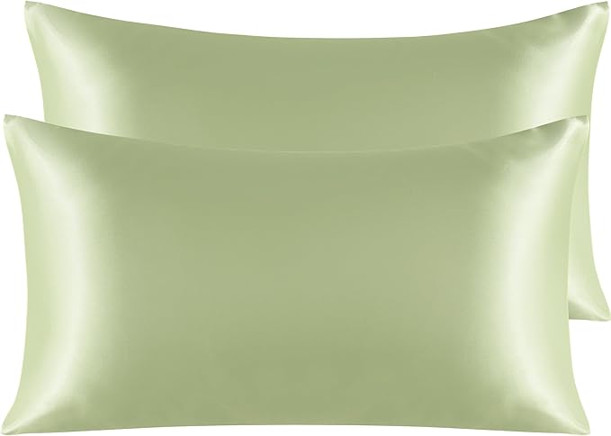 NTBAY 2 Pack Satin King Pillowcases for Hair and Skin, Luxurious and Silky Pillow Cases with Envelope Closure, 20x36 Inches, Sage Green