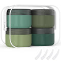 ME.FAN Travel Containers for Toiletries, TSA Approved 1.5 oz Silicone Cream Jars, Leak-proof Journey Containers, Trip Accessories with Lid for Cosmetic Face Hand Body Cream 4 Pack Black Lid Blue/Green