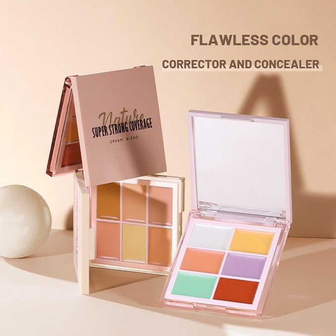 MAEPEOR Face Conceal Contour Palette 6 Colors Full Coverage and Lightweight Concealer Contour Palette Waterproof Long Lasting Contour Palette (Color 02)