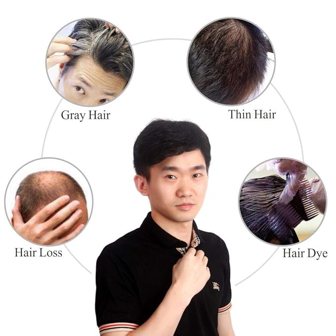 H&Bwig Men Short Toppers Hairpiece Hair Extensions (Natural Black) for Covering White Loss Hair Toupee