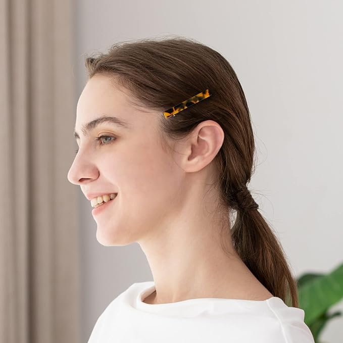 Cobahom Leopard Print and Tortoise Shell Hair Clips - 12 Pack Metal Duck Teeth Pins for Styling, 2.36 Inch