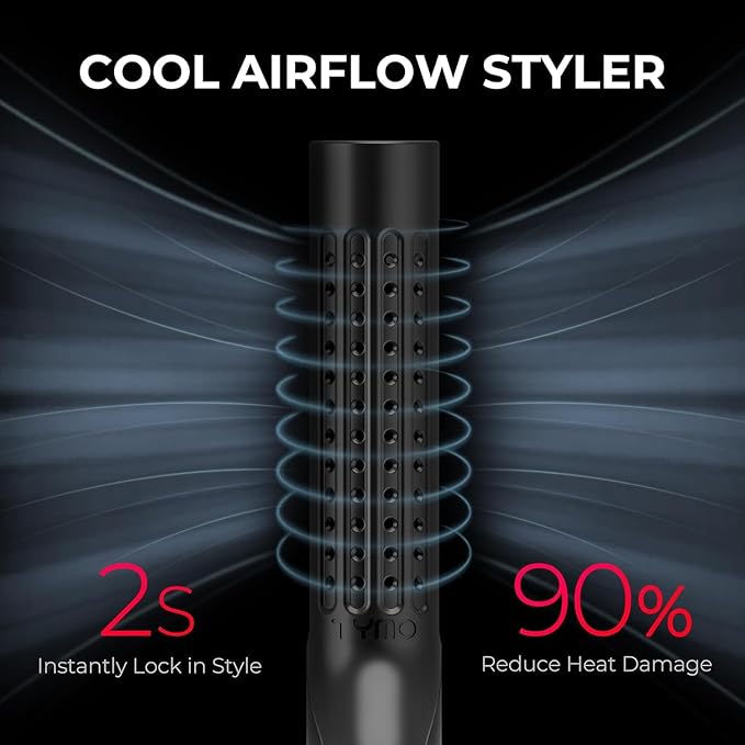 TYMO Airflow 2.0 Curling Iron Flat Iron - Hair Straightener and Curler 2 in 1, 1.25 Inch Curling Wand for Long Short Hair, Dual Voltage for Travel, 54 Million Ionic, Anti-Tangle, 5 Temps, Black