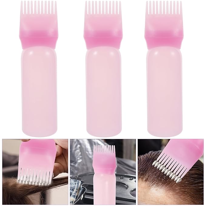 Hair Oil Applicator Bottles Root Comb Applicator for Hair Coloring and Styling Pink Salon Use Easy to Apply
