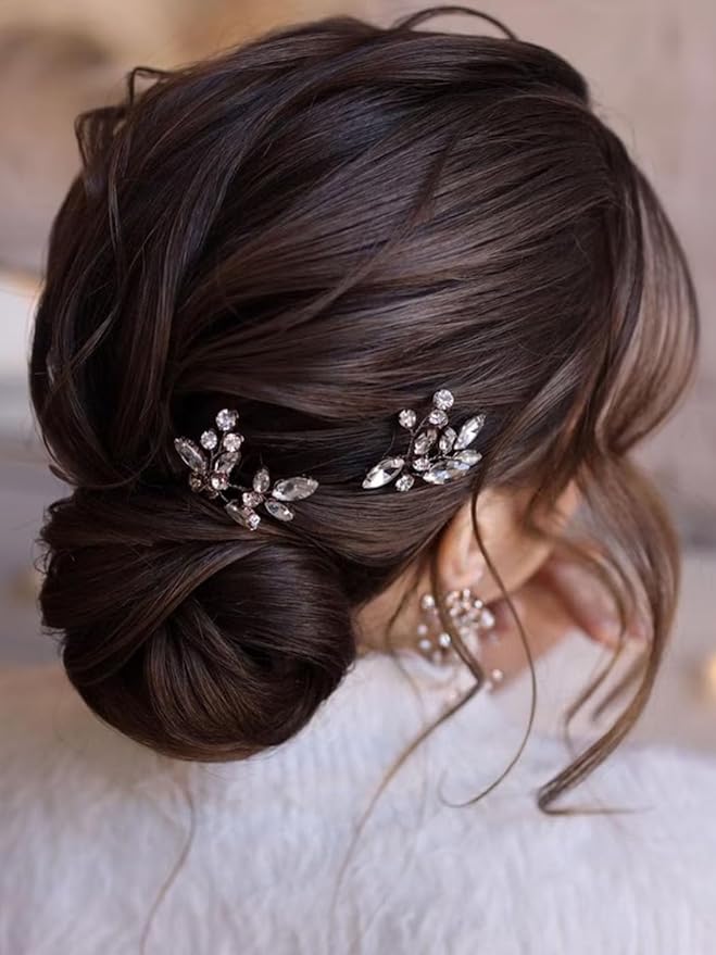 JAKAWIN Rhinestone Wedding Hair Pins Silver Bridal Crystal Hair Jewelry Accessories for Women HP130 (Silver)