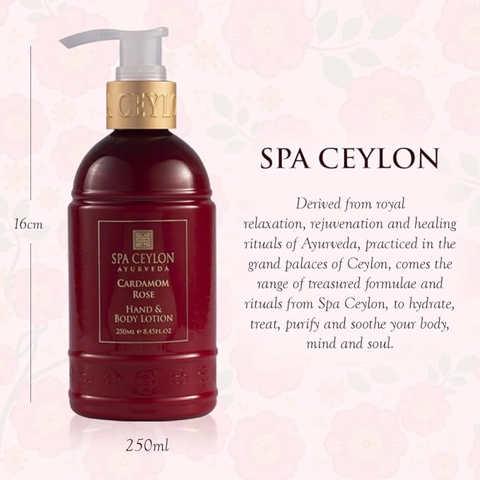 SPA CEYLON Cardamom Rose Hand & Body Lotion | Body Cream with Coconut, Almond & Himalayan Rose | Hydrating & Soothing for All Skin Types | Vegetarian & Ethical