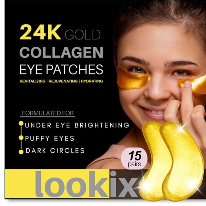 Under Eye Patches for Dark Circles and Puffiness - (15 pairs) Collagen Eye Masks with Natural Extracts for Wrinkle Reduction, Puffy Eyes & Eye Treatment Gels