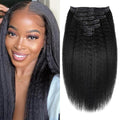 Seamless Clip In Hair Extensions Human Hair Invisible Pu Skin Weft Kinky Straight Seamless Clip Ins For Black Women Real Human Hair Extensions 8pcs With 18clips Per Set 120g (24inch,Natural Black)