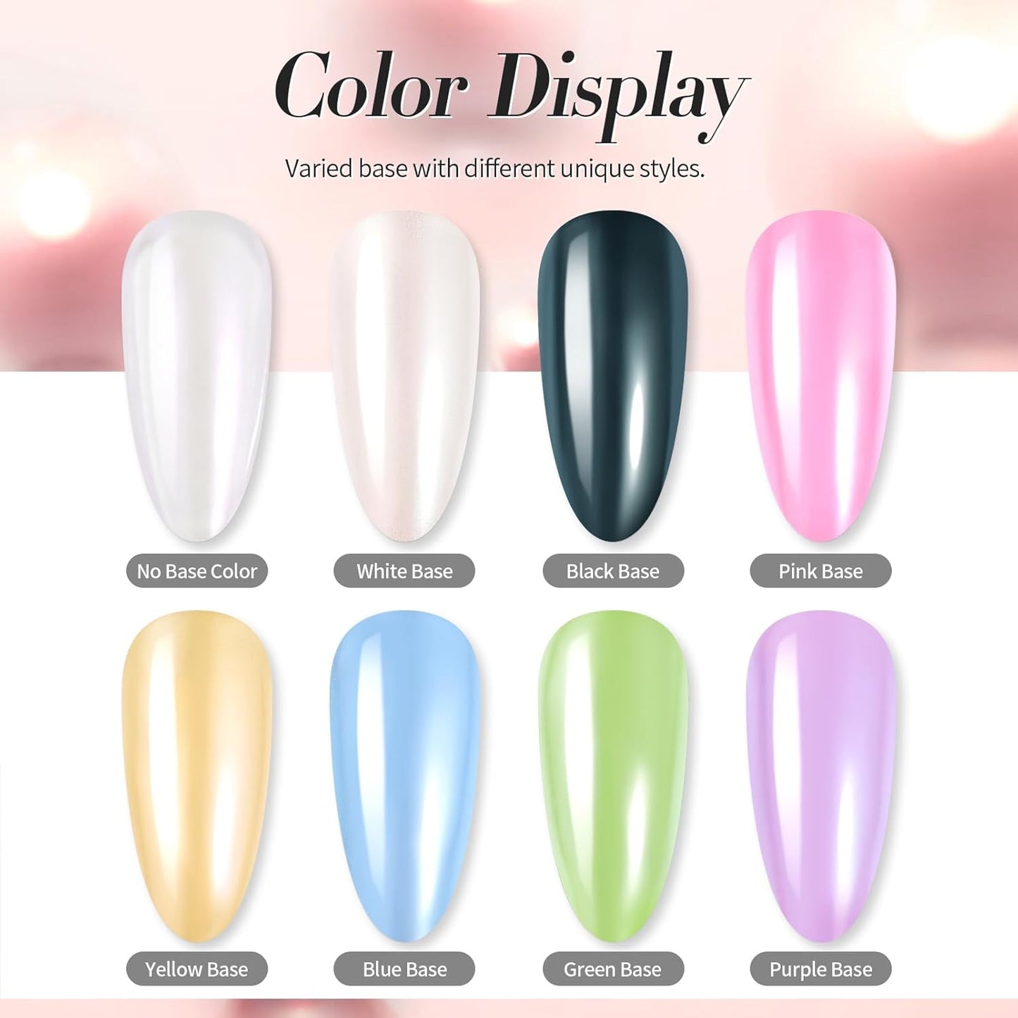 Born Pretty White Color Pearl Chrome Nail Powder Auroras Nail Powder Mirror Effect Pigment Mermaid Nail Glitter Powder for Nail Art Manicure Decoration