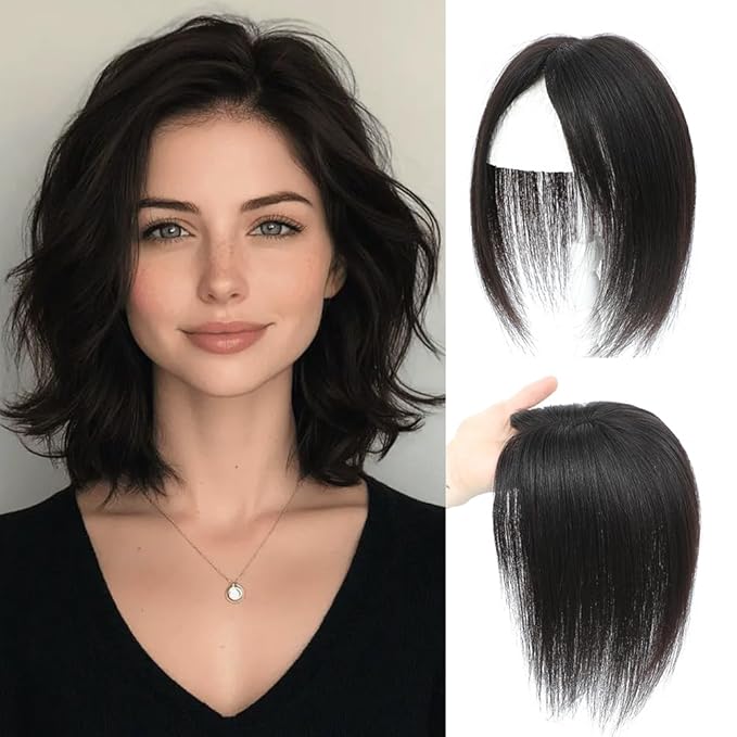 Hair Toppers for Women Real Human Hair Topper for Women with No Bangs Hairpieces Comfortable and Breathable 10 Inch Swiss Base 3D 360°Cover Glue-free and Shedding Free (Natural Black)