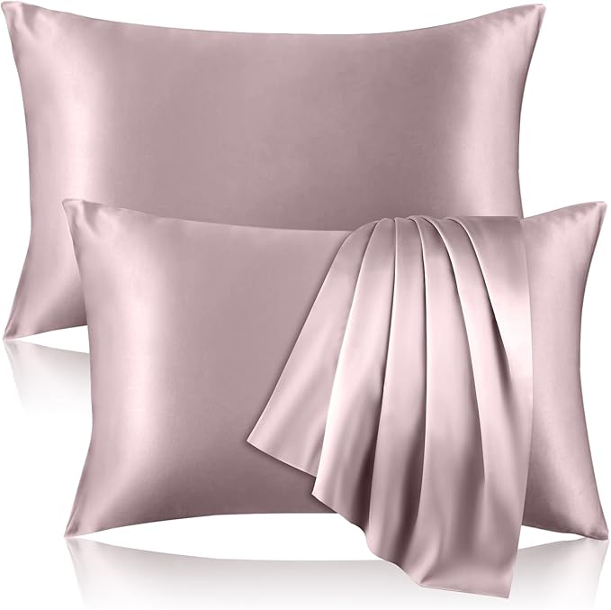 2 Pack 100% Pure Silk Pillowcase for Hair and Skin, Both Sides Mulberry Silk Pillowcases with Hidden Zipper, Cooling Pillowcase 19 Momme, 600 Thread Silk Pillow Cases King Size, Apricot