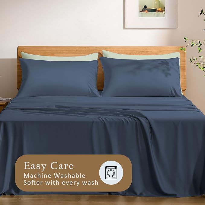 TOSMO Luxury Pillow Case Set of 2 - Cooling Viscose Derived from Bamboo - Oeko-TEX, Breathabl Silky Soft Pillow Cases with Envelope Closure (Queen, Slate)