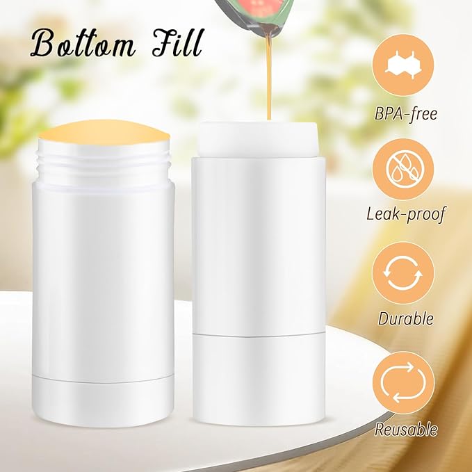 12 Pieces 15g White Plastic Deodorant Containers,Empty 1/2 oz Travel Lip Balm Tubes,Refillable Twist-UP Solid Perfume Tubes,Lipstick Tubes for DIY