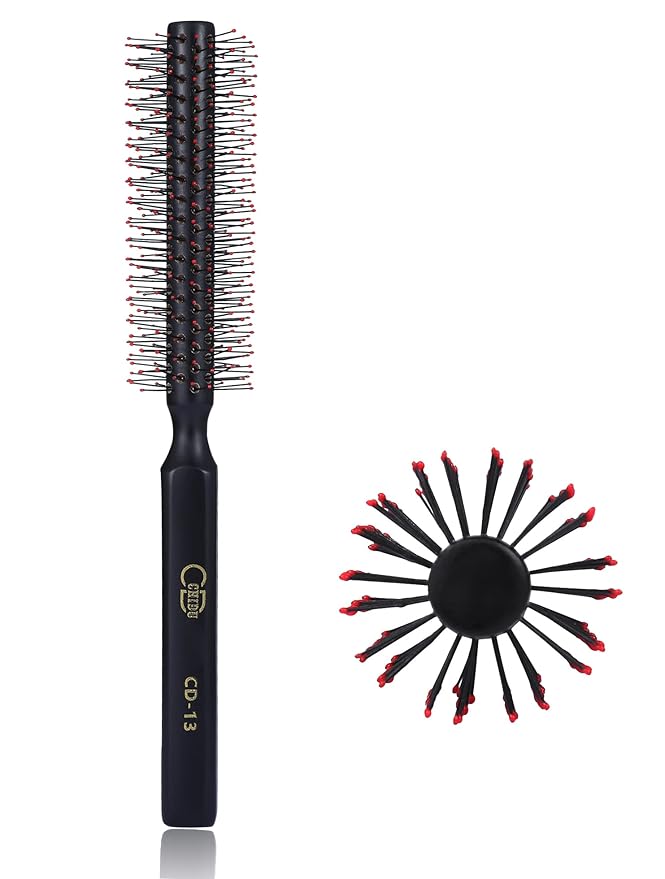 PERFEHAIR Small Round Hair Brush for Blow Drying Short, Thin, Fine Hair, Wooden Styling Blowout Roller Hairbrush with Soft Nylon Bristles, Both for Men & Women, 1.4 Inch